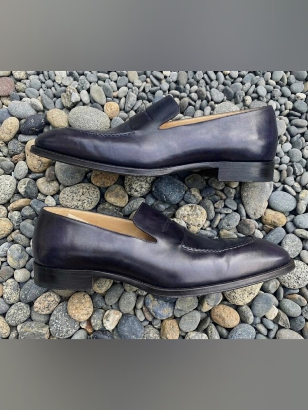 MEN’S LEATHER (INCLUDING SOLE) SHOES SIZE 10 DEEP DARK BLUE. EXCELLENT CONDITION